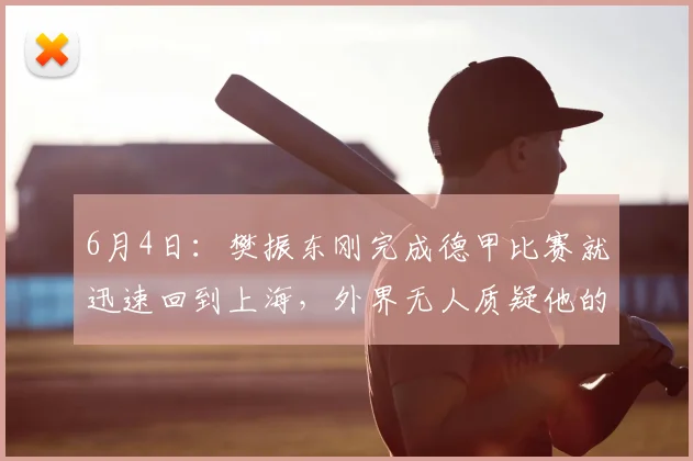 6月4日:樊振东刚完成德甲比赛就迅速回到上海,外界无人质疑他的心情与选择_合同_发展_王励勤